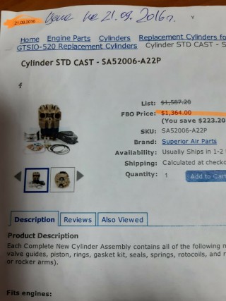Cylinder for Continental TSIO 520/470