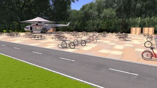 Mi-8 helicopter cafe, street food truck