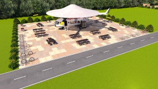 Mi-8 helicopter cafe, street food truck