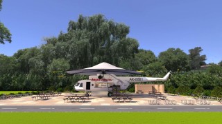 Mi-8 helicopter cafe, street food truck