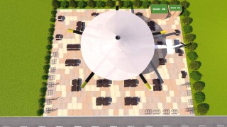 Mi-8 helicopter cafe, street food truck