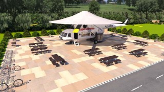 Mi-8 helicopter cafe, street food truck