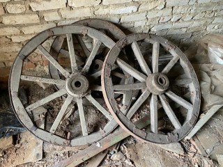 Wooden wheels from cart