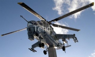 Mi-24 helicopter for pedestal