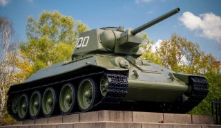 Tank T-34-76 on a pedestal
