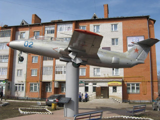 Airplane L-29 "Dolphin" on a pedestal
